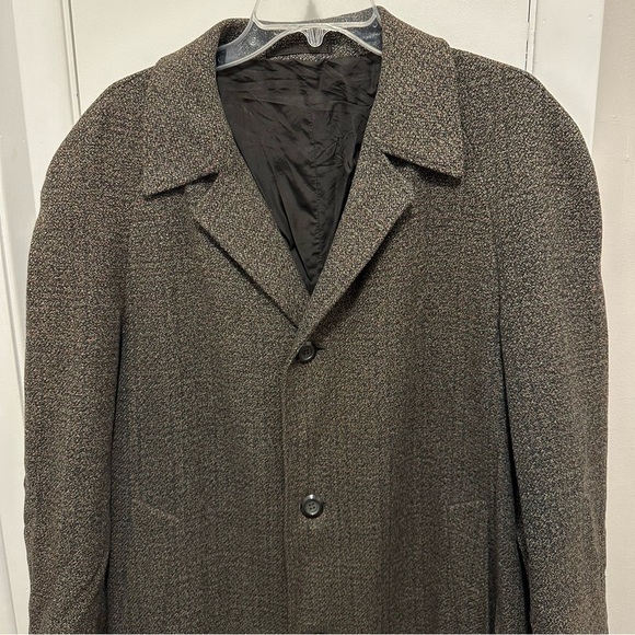 Vintage BURTON Textured Deep Brown Trench Coat Long Topcoat Overcoat Men’s 46R - Picture 2 of 12